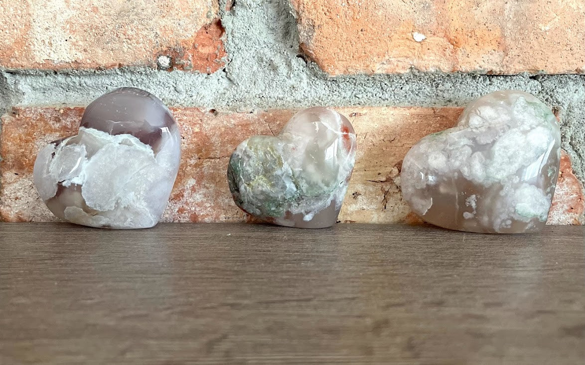 Flower Agate Hearts