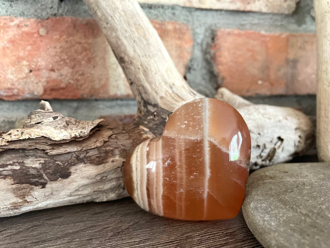 Honey Calcite Heart