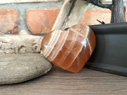 Honey Calcite Heart